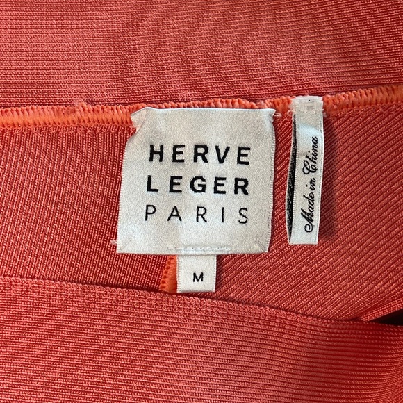 Herve Leger Peach One Shoulder Monostrap Bodycon Bandage Dress (M) - Picture 4 of 5